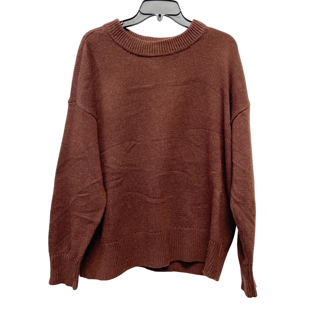 A New Day Women's Brown Woolen Crew Neck Long Sleeve Sweater Size L - Picture 2 of 6